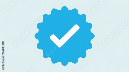 Blue checkmark icon, verification badge, approval symbol, guarantee seal