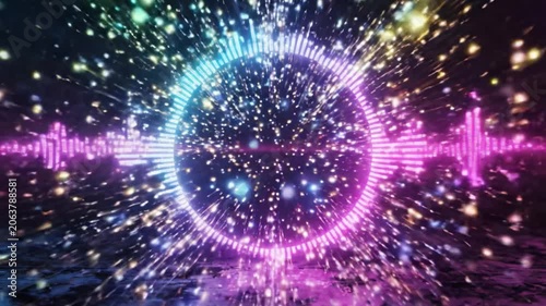 Dynamic Audio Visualization: A Stunning Display of Colorful Waveforms in Vibrant Pink and Blue, Capturing the Rhythm and Energy of Music in an Enchanting Digital Experience