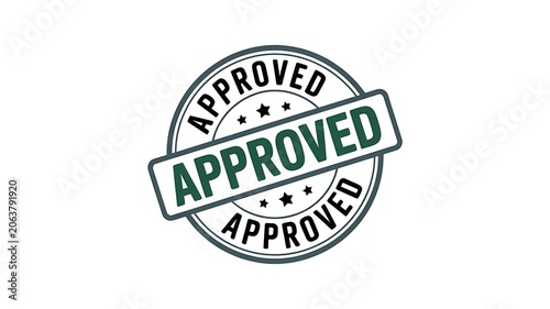 Approved stamp, green seal, verification mark, rubber stamp, approved sign