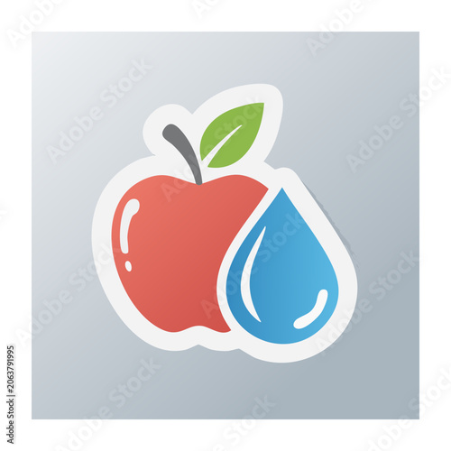 Flat design apple and water drop icon