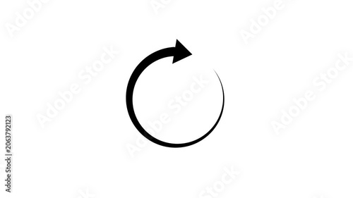 Circular refresh reload icon animation with rotating arrows on white background 4k video animation.