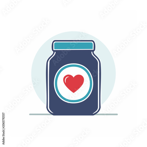 Flat design heart icon on phone screen