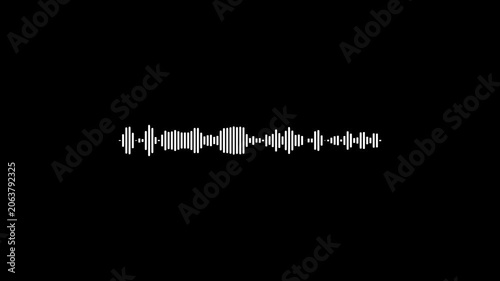 Music sound wave animation on black background. white line audio wave visualization voice record. Audio sound waves animation background.