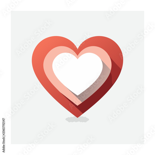 Red heart shape icon flat design