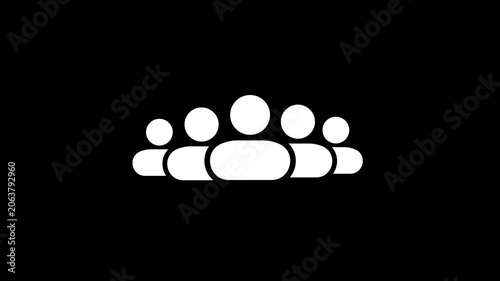 Group of Five People Icon Isolated Animation, Community Icon, Business Teamwork Symbol, Group People Animated Motion