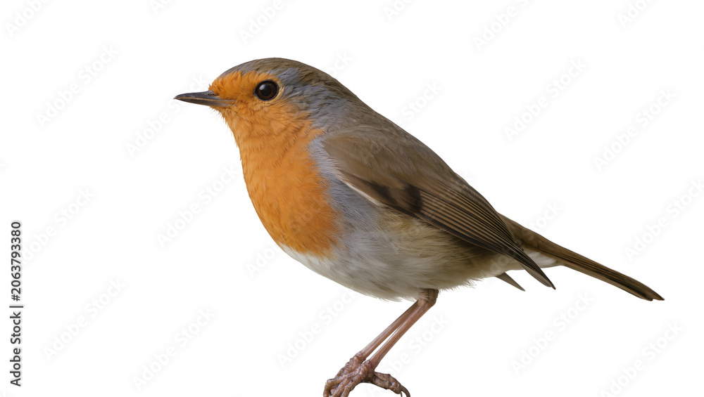 Fototapeta premium European Robin bird with orange breast and grey head