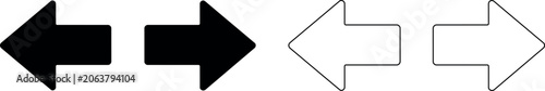 Konstfotografi Two opposing arrows, one solid black and one outlined, facing each other
