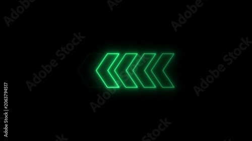 Neon Left side Arrow loop animation direction concept. Colorful arrow icon concept. Arrow direction sign animation. Usable in wayfinding