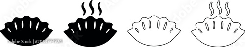 Fotografija Set of simple icons representing dumplings, one steaming and one plain