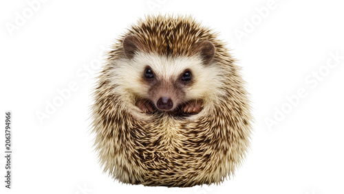 Vászonkép Cute hedgehog curled up with paws visible
