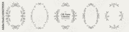 Fotografía Vintage floral cross stitch frame collection, ornate borders
