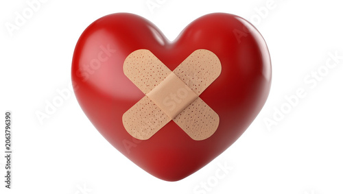 Red heart with two adhesive bandages crossed