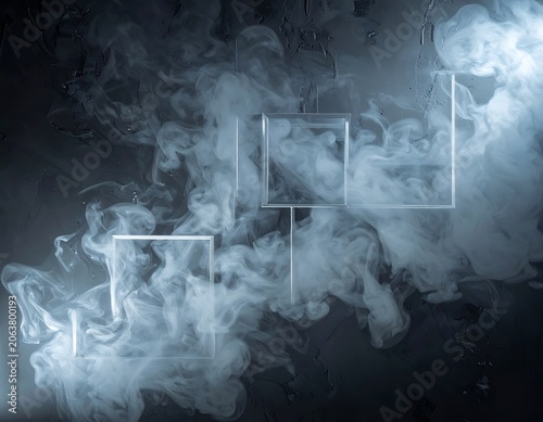 Smoke and rectangles abstract background.