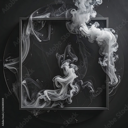 Smoke swirling around metal frame.