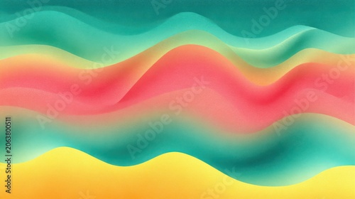 Abstract wavy background with colorful liquid gradients. Vibrant flowing waves in pink, teal, and yellow. Modern soft texture for creative design.