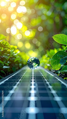 Sustainable energy earth solar panel eco.
