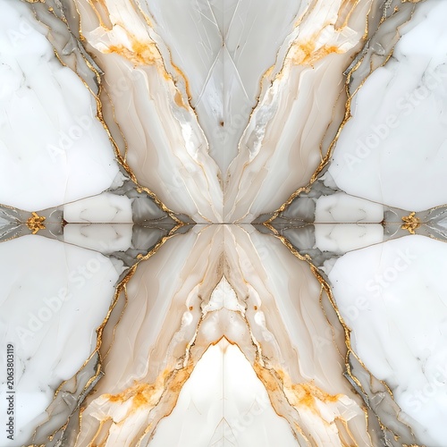 Symmetrical Marble Pattern with Gold Veins.