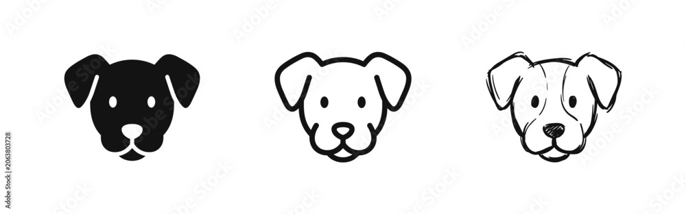 Obraz premium Dog head icons for pet and veterinary branding