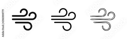 Quadro su tela Wind and Air Current Icon Set in Different Styles: Solid, Outline, and Hand-Draw