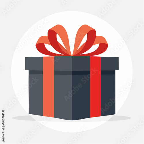 Gift Box with Red Ribbon and Bow