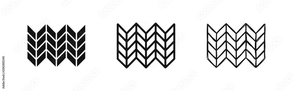 Fototapeta premium Folding Room Divider Screen Icon Set in Solid Outline and Hand Drawn Styles