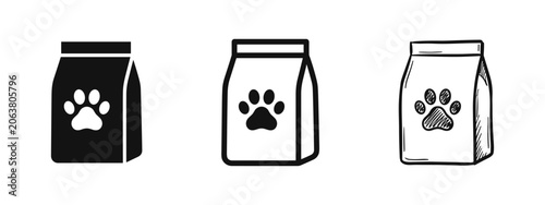 Tableau sur toile Pet food bag icon set