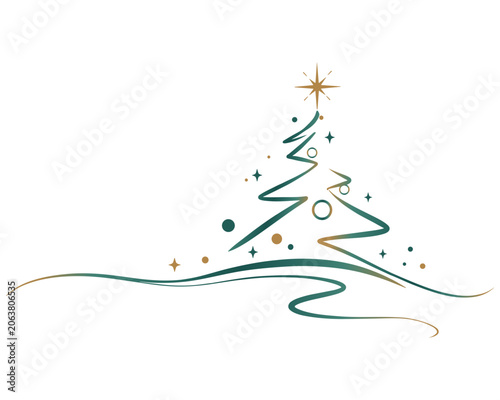 Abstract Christmas Tree in Premium Minimalist Green and Gold Palette for Corporate Branding and Holiday Communications