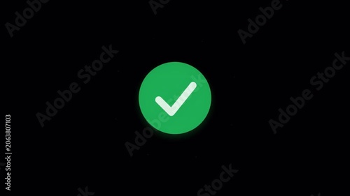 Task Completion Success Icon Animation with Green Verification Circle for App Interface Feedback 4k video