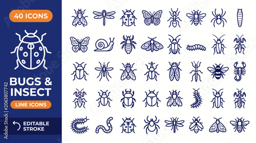 Bild auf Leinwand Insect icon set