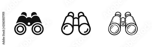 Tableau sur toile Binoculars Icon Set - Observation, Exploration, and Discovery Symbols