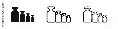 Foto Size and Measurement Icon Set - Volume, Capacity, and Scale Indicator Symbols