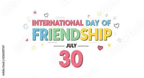 International day of friendship greeting card design with colorful text