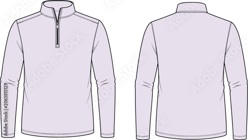 Tableau sur toile Men quarter zip pullover sweatshirt technical fashion sketch template vector illustration in image_fd062a