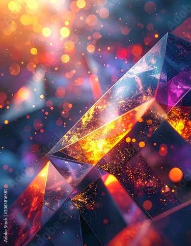 Vibrant Crystal Formation with Sparkling Lights.