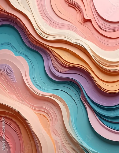Vibrant layered paper art background texture.