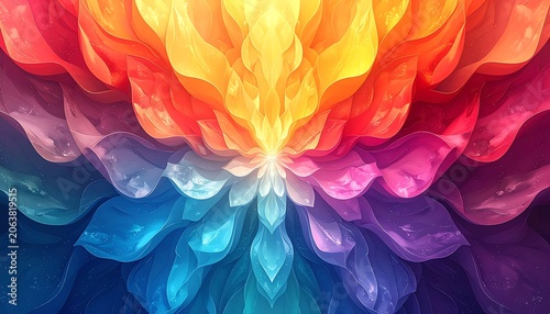 Vibrant Multicolored Petals Radiant Light.