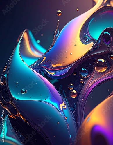 Vibrant Iridescent Liquid Abstract Background.