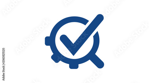 Canvastavla Blue Checkmark Gear Icon Symbol.