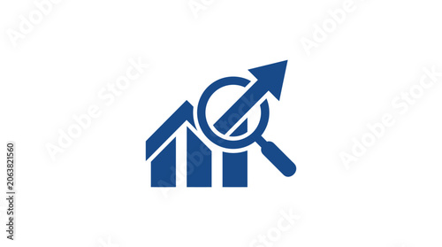 Tableau sur toile Business Growth Chart with Magnifying Glass.