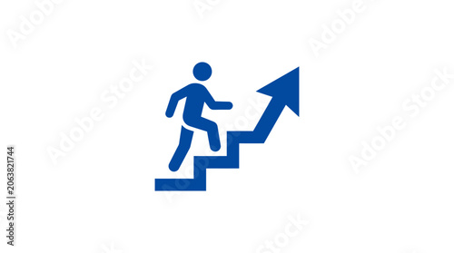 Foto Person Climbing Stairs with Arrow.