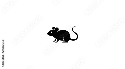 Foto Black silhouette of a mouse standing.