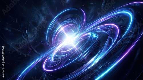 Futuristic Energy Portal with Swirling Blue and Purple Light Trails