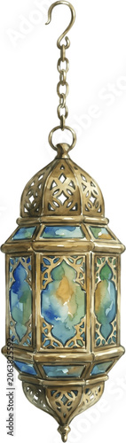 Arabic Islamic lantern watercolor art