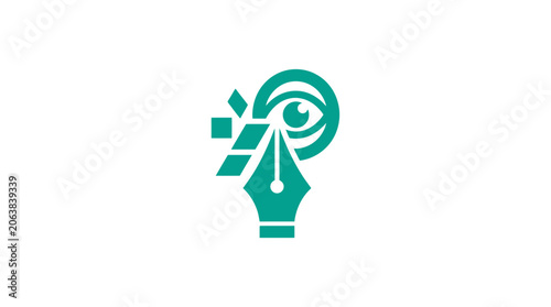 Fotografi Green pen nib with swirl design.
