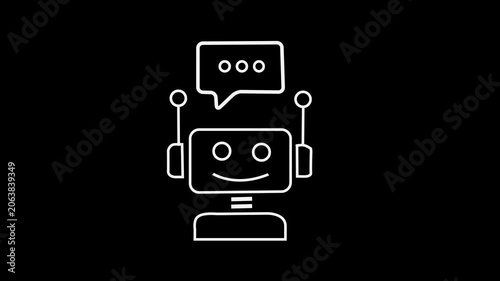 Futuristic animated robot chatbot icon for artificial intelligence and technology concepts of assistance for communication and support icon .