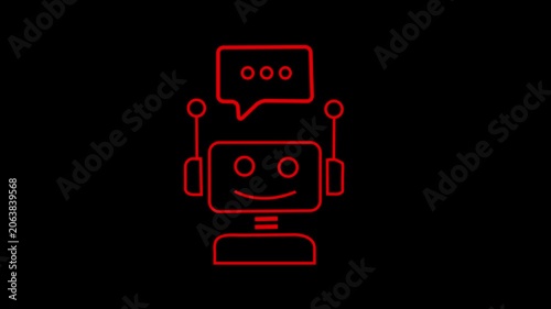 Futuristic animated robot chatbot icon for artificial intelligence and technology concepts of assistance for communication and support icon .