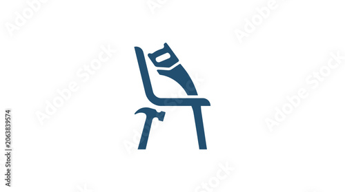 Foto Blue chair with broken leg furniture.