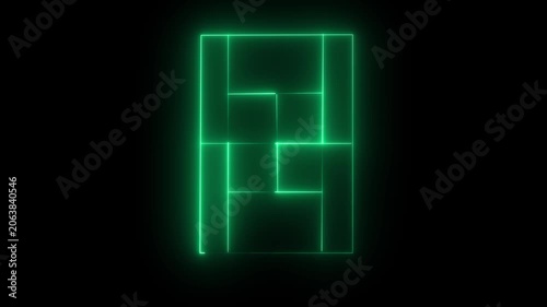 tennis court icon animation .futuristic digital icon video of a high-tech tennis court on black background