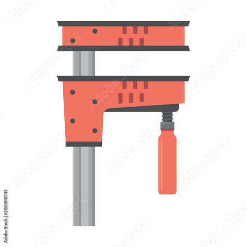 Illustration of a furniture clamp designed for precise assembly of furniture, used in woodworking and construction work.