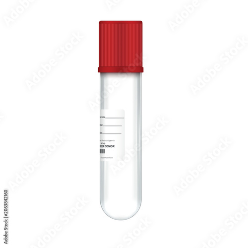 Illustration of a vacuum medical tube designed for collecting and transporting biomaterials in laboratory conditions.